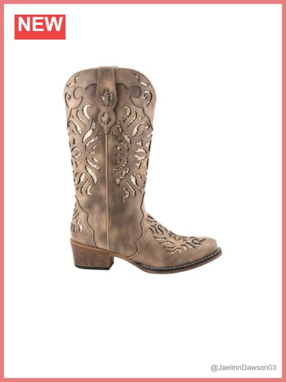 Roper Riley Glitz Faux Leather Boots Snip Toe Mid-Calf